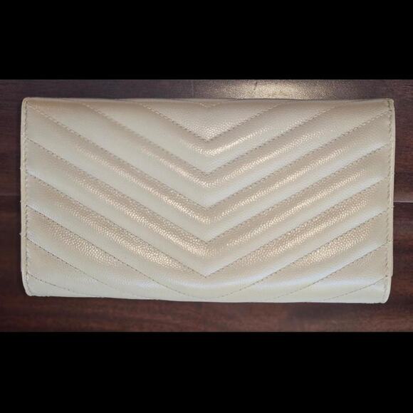 Authentic YSL Cassandre Large Flap Wallet in Grained Leather - Picture 3 of 8